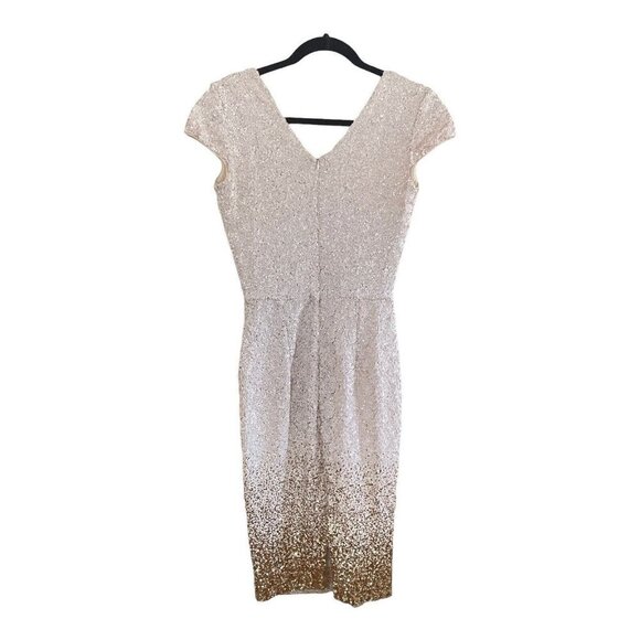 Dress the Population Size XS Cece Gold Ombre Sequin Midi Dress Wedding - Picture 7 of 12